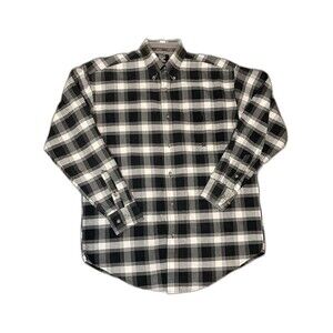 Wrangler 20X Mens Shirt L Western Black Plaid Long Sleeve Button Down Flip Cuff